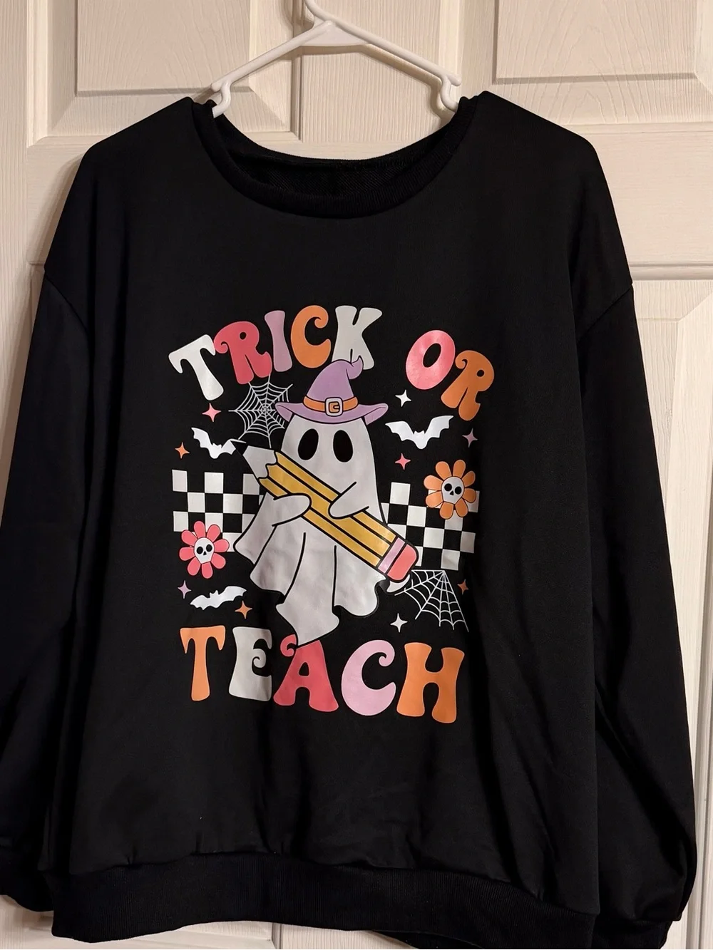 SHEIN Black 'Trick or Teach' Ghost Graphic with pencil for Teachers size XL US12